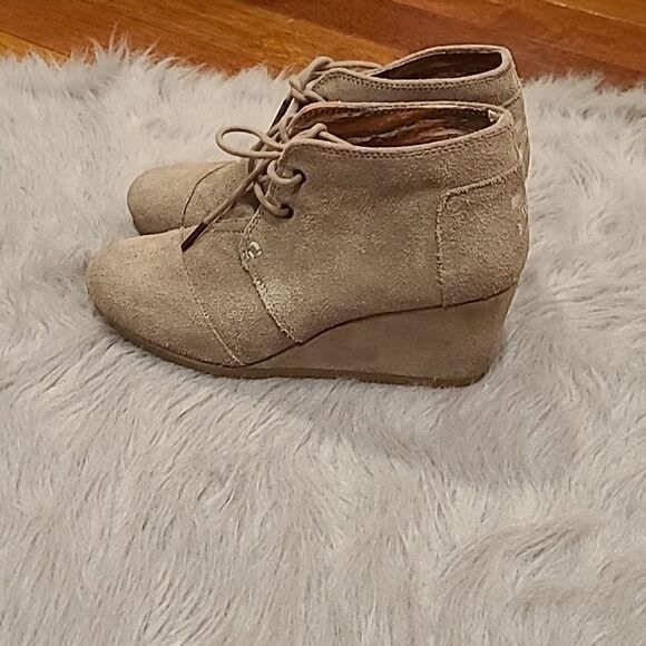 Toms womens Kala wedge bootie‎ desert taupe suade size 8 - Picture 3 of 10